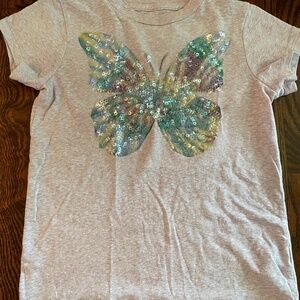 Crewcuts Iridescent, butterfly, purple shirt